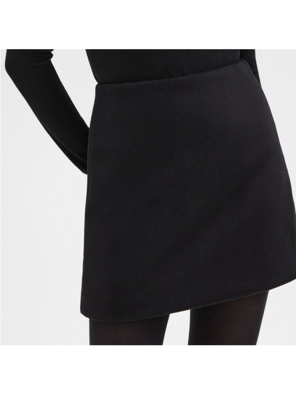 NEW Theory High-Waist Mini Skirt in Double-Face Wool-Cashmere Black